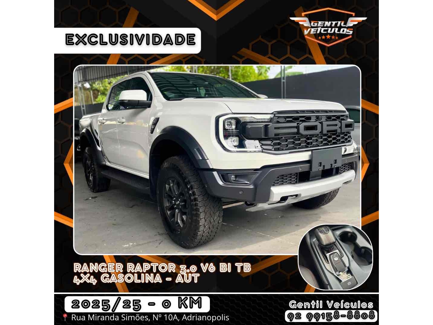 FORD RANGER 3.0 V6 TURBO GASOLINA RAPTOR 4X4 AUTOMÁTICO